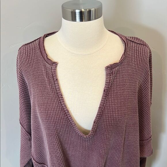 We The Free V-Neck Waffle Knit Top - Picture 2 of 6